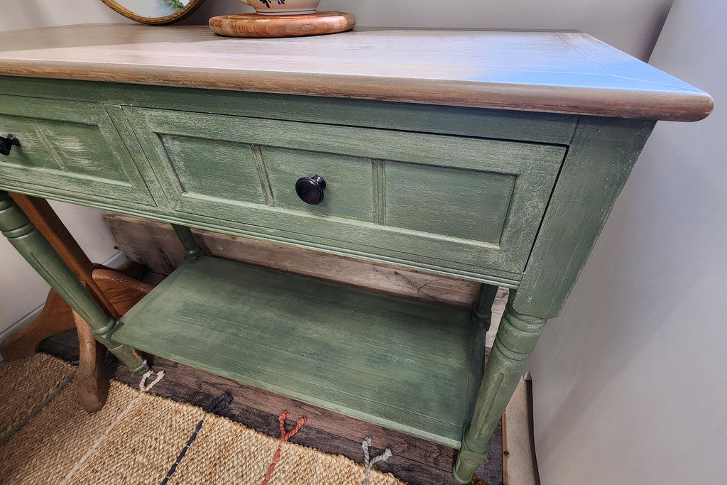 SOLD - Console Table with Two Drawers and Shelf
